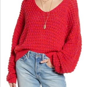 NWT Free People Coconut loose weave sweater in Dragonfruit